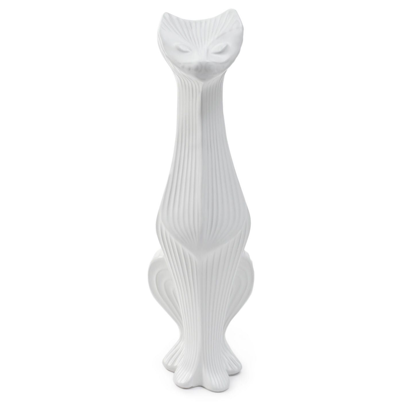 menagerie cat tall stoneware white - front view