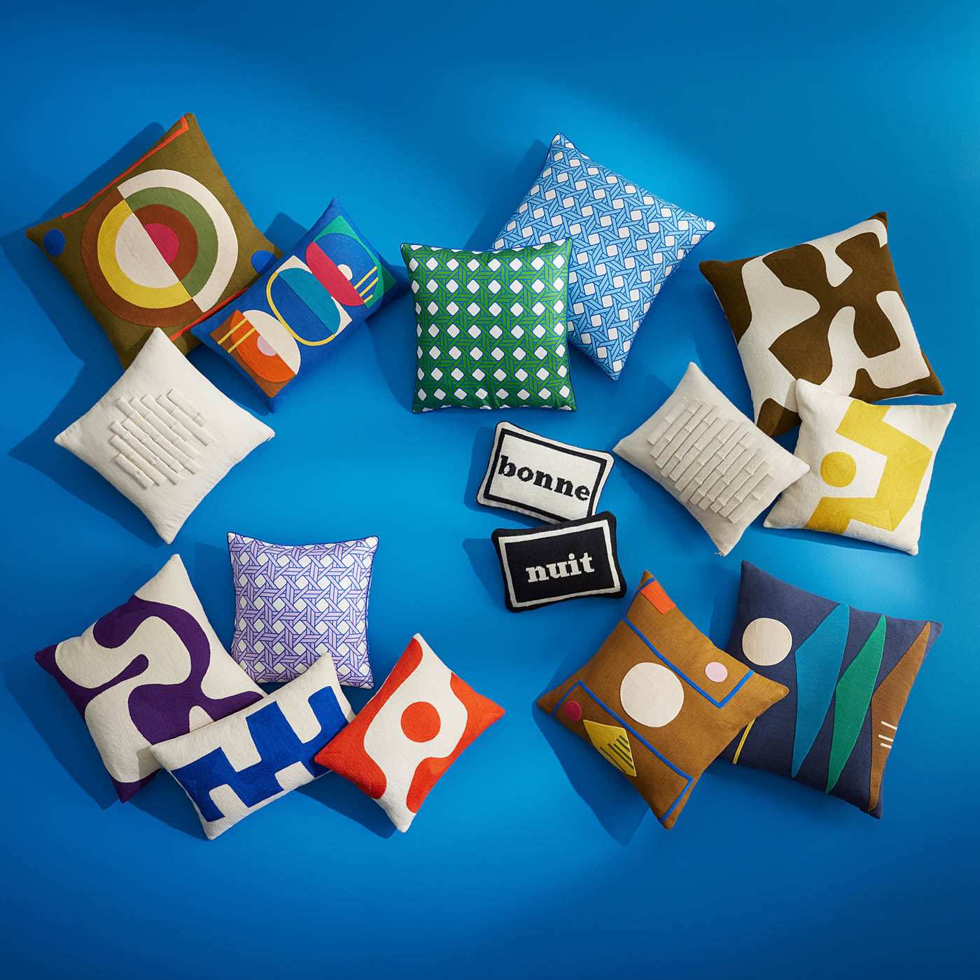 Bonne Nuit Needlepoint Pillow Set - back view