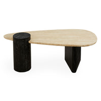Oeuf Travertine Cocktail Table - front view