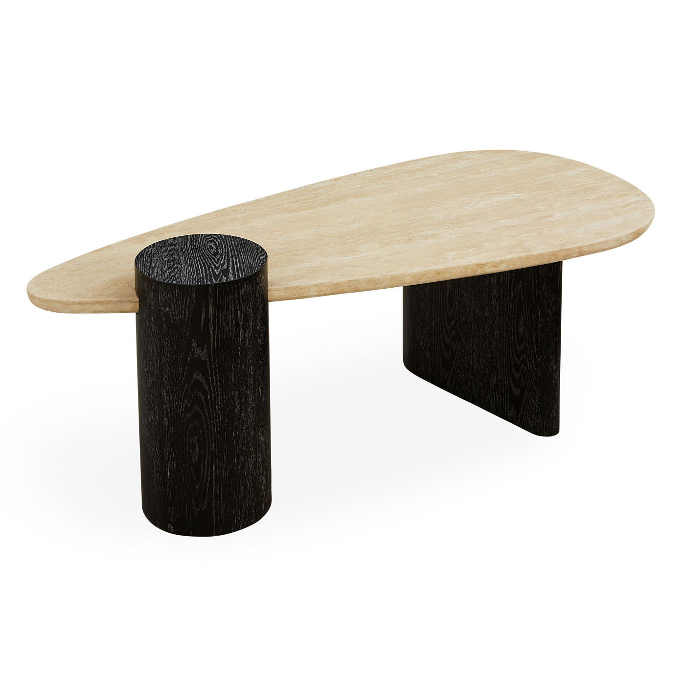 Oeuf Travertine Cocktail Table - side view