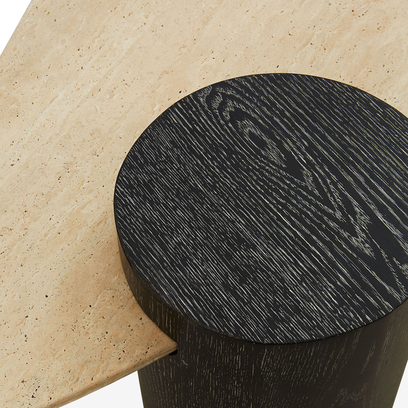 Oeuf Travertine Cocktail Table - details view