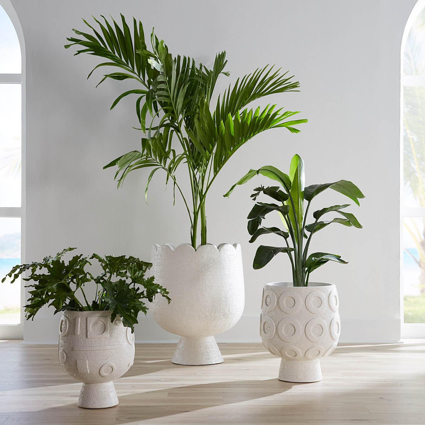 Osaka Puzzle Concrete Planter - styled view