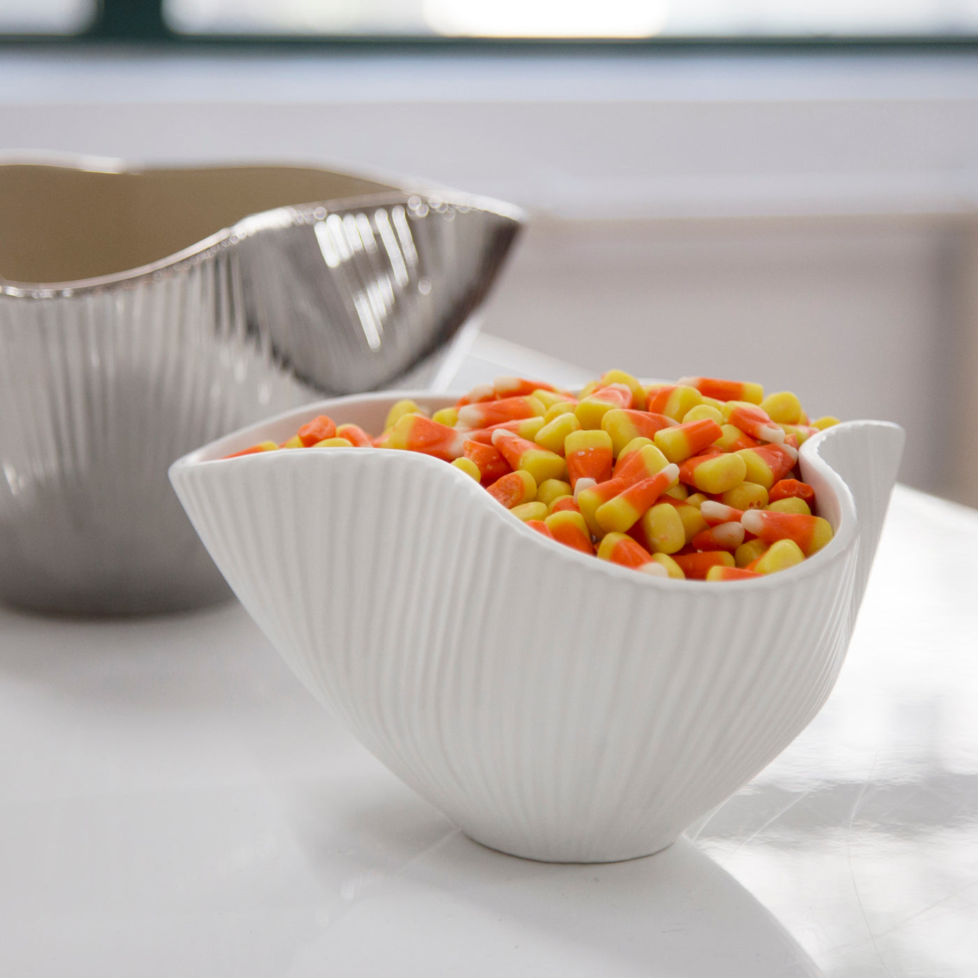 small pinch bowl with candy corn - styled view