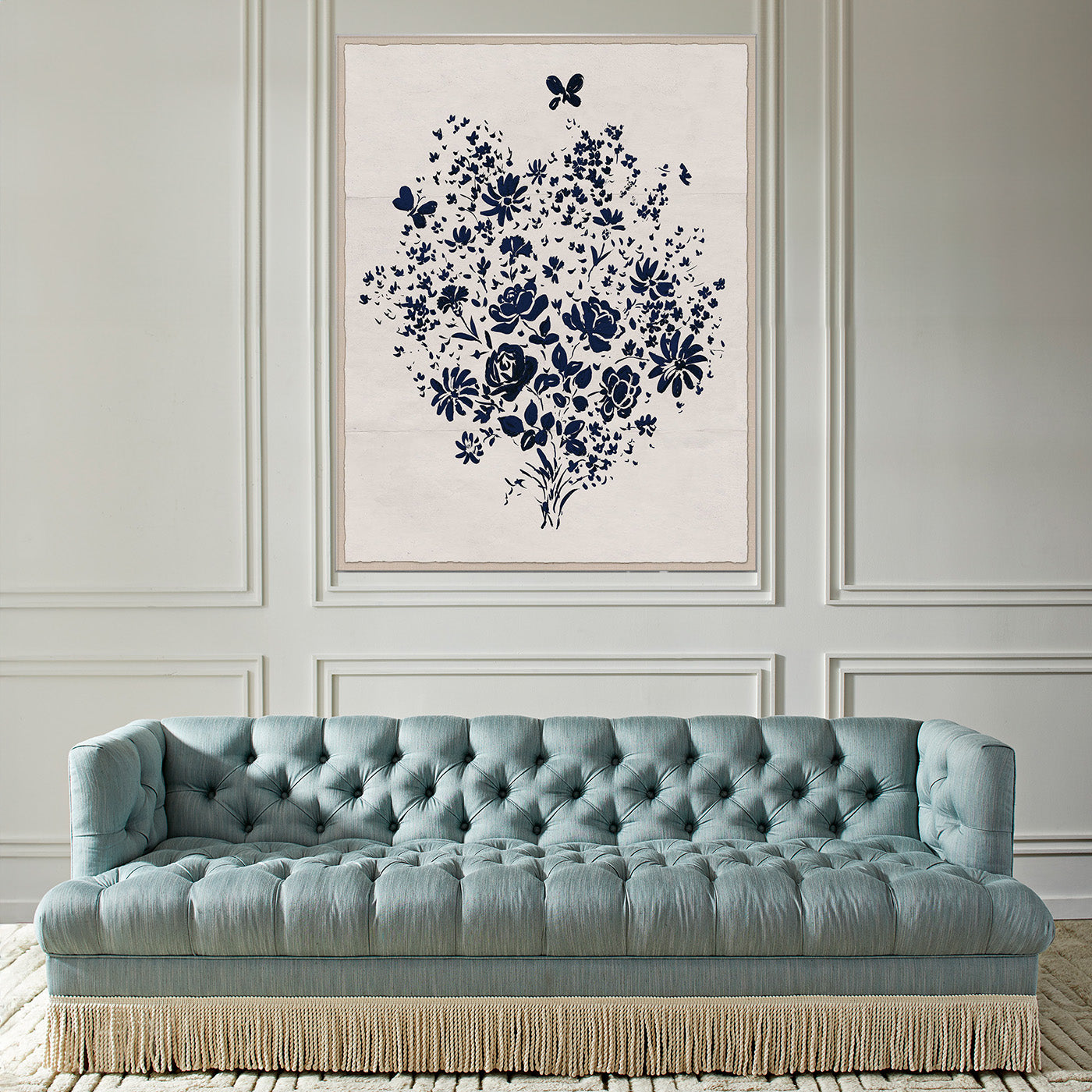 Paule Marrot Navy Floral Bouquet - styled view