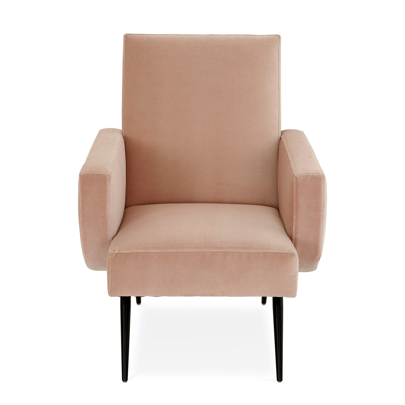 philippe lounge chair venice blush velvet iron legs black - front view
