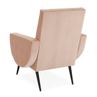 philippe lounge chair venice blush velvet iron legs black - angle back view