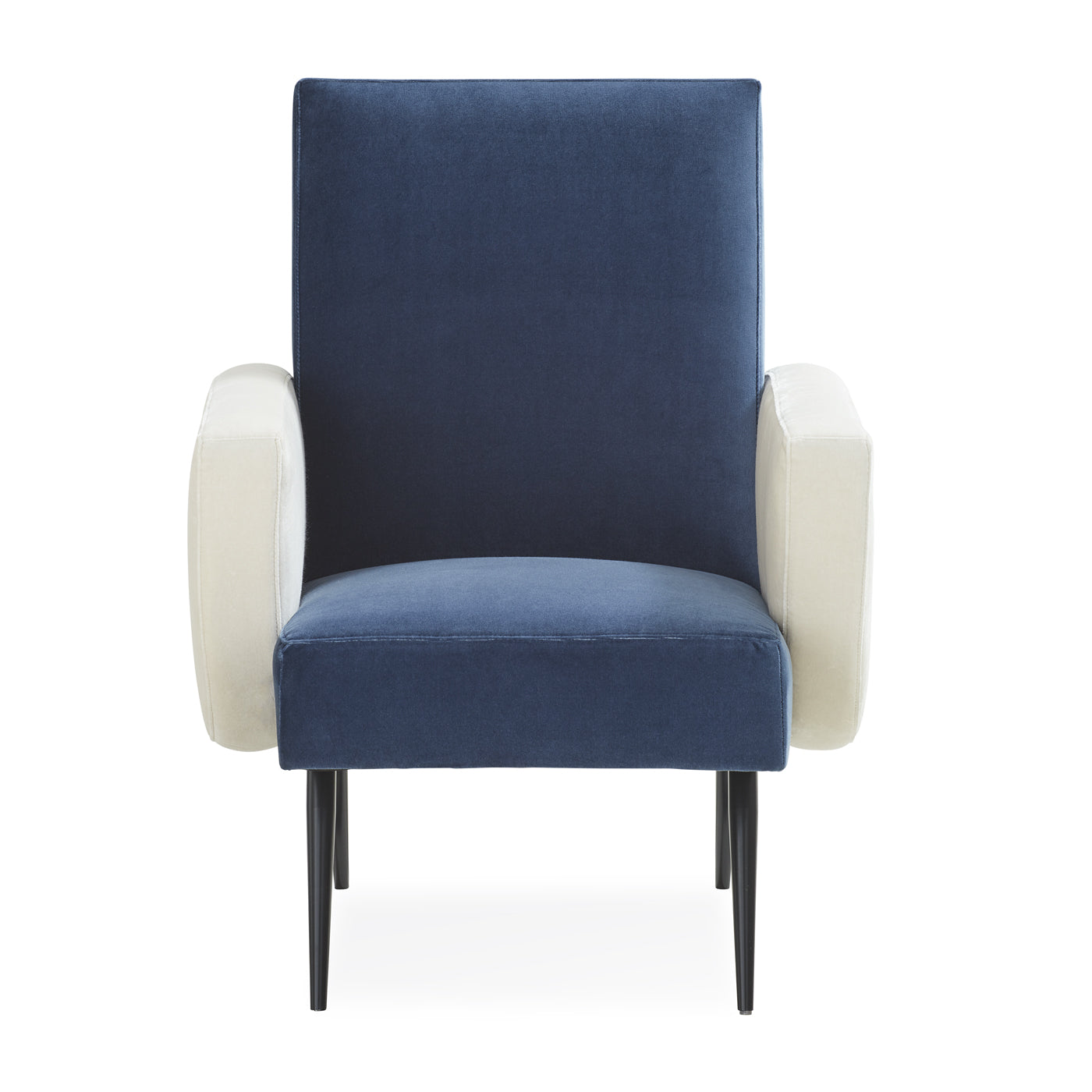 philippe lounge chair venice mariner snow velvet iron legs black - front view