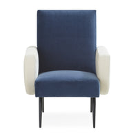 philippe lounge chair venice mariner snow velvet iron legs black - front view