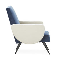 philippe lounge chair venice mariner snow velvet iron legs black - side view