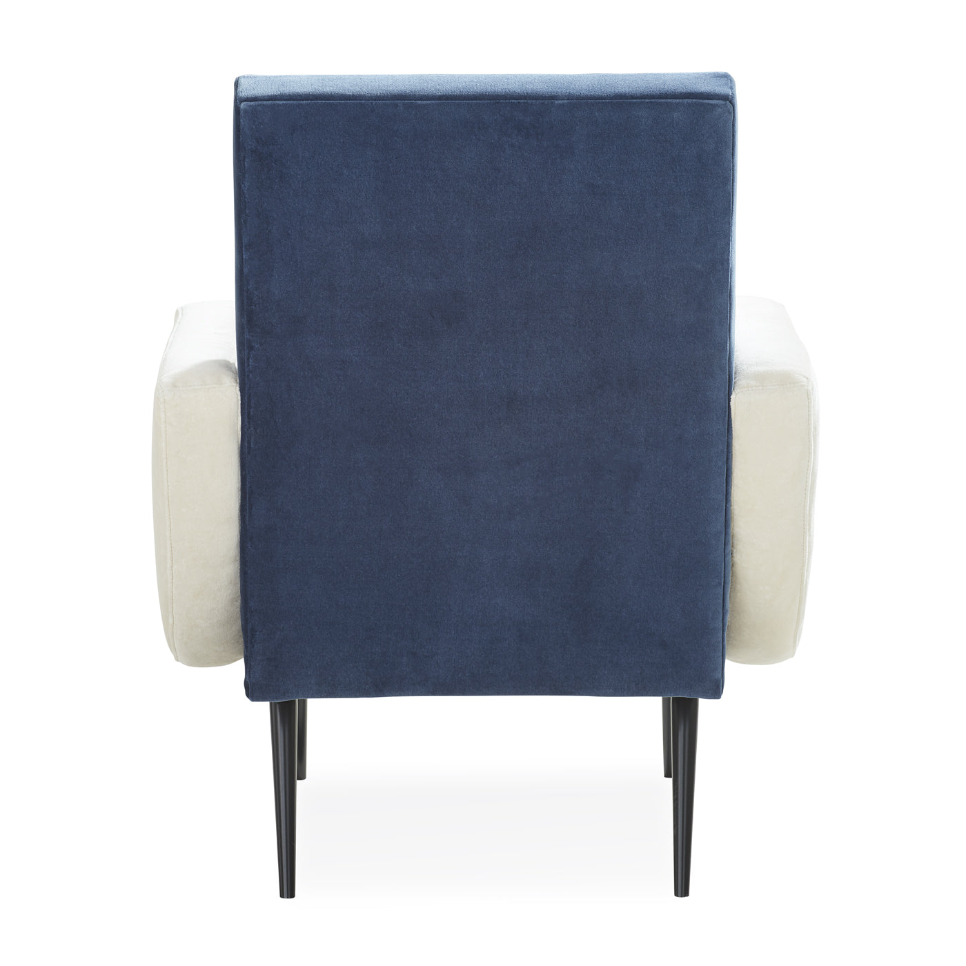 philippe lounge chair venice mariner snow velvet iron legs black - back view