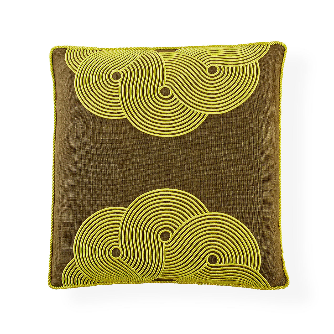 Pompidou Avocado Half Circles Pillow in Linen | Jonathan Adler
