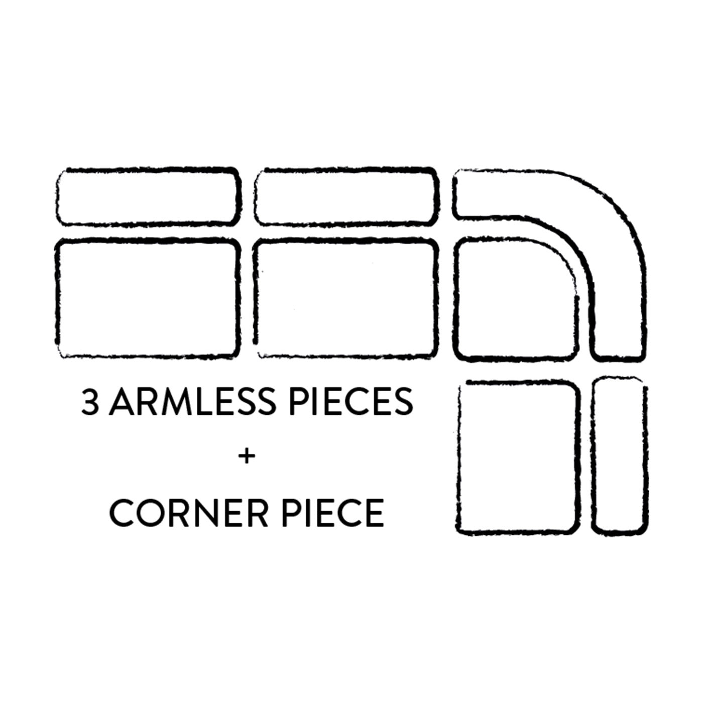 Pompidou Modular Sectional 3 Armless Piece - Illustration Option 5