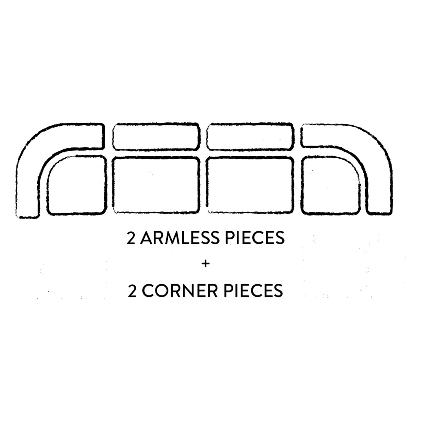 Pompidou Modular Sectional 3 Armless Piece - Illustration Option 4