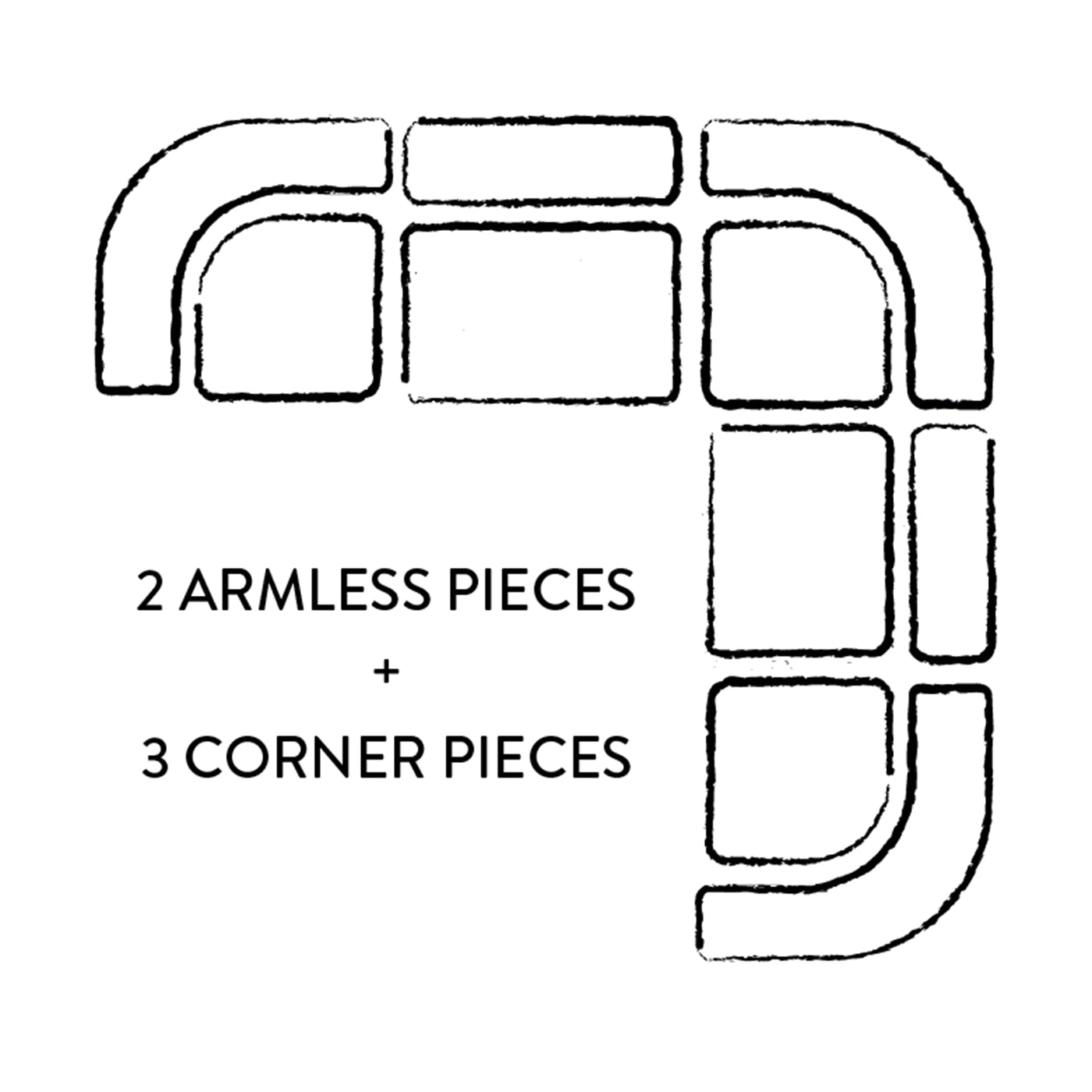 Pompidou 120" Modular Five-Piece Sectional