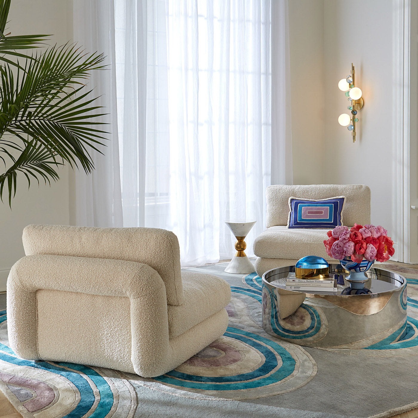 Globo Sconce with Ether Curved Sofa