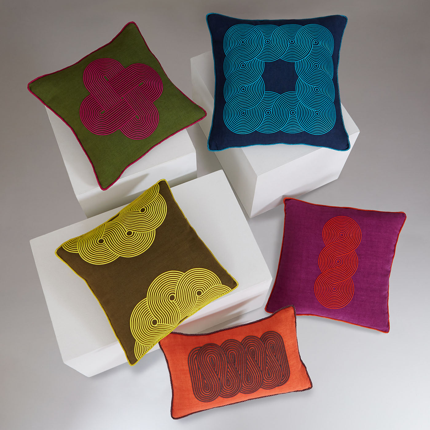 Pompidou Border Pillow - Blue and Turquoise
