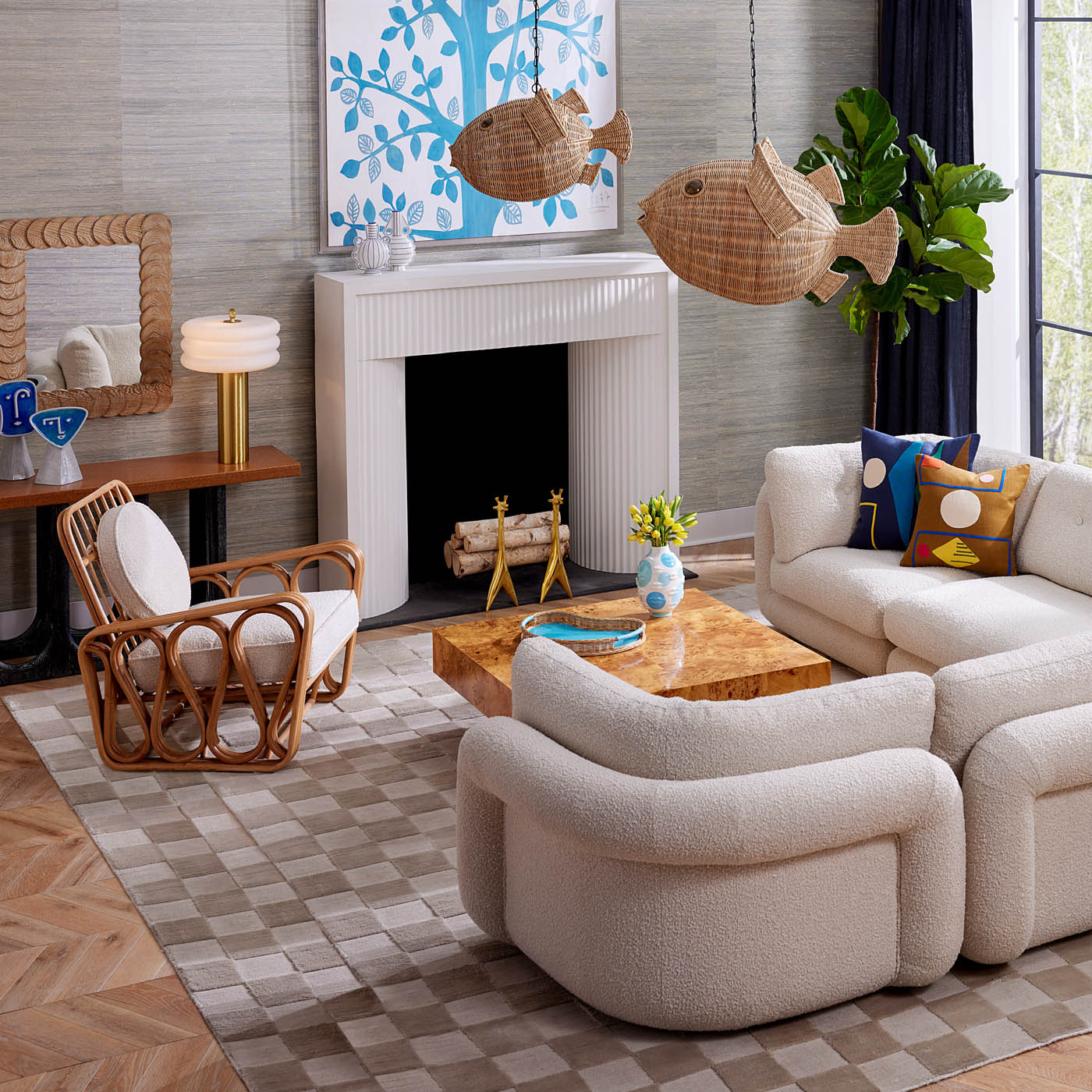Alphaville Table Lamp with Pompidou Sectional 5 Piece