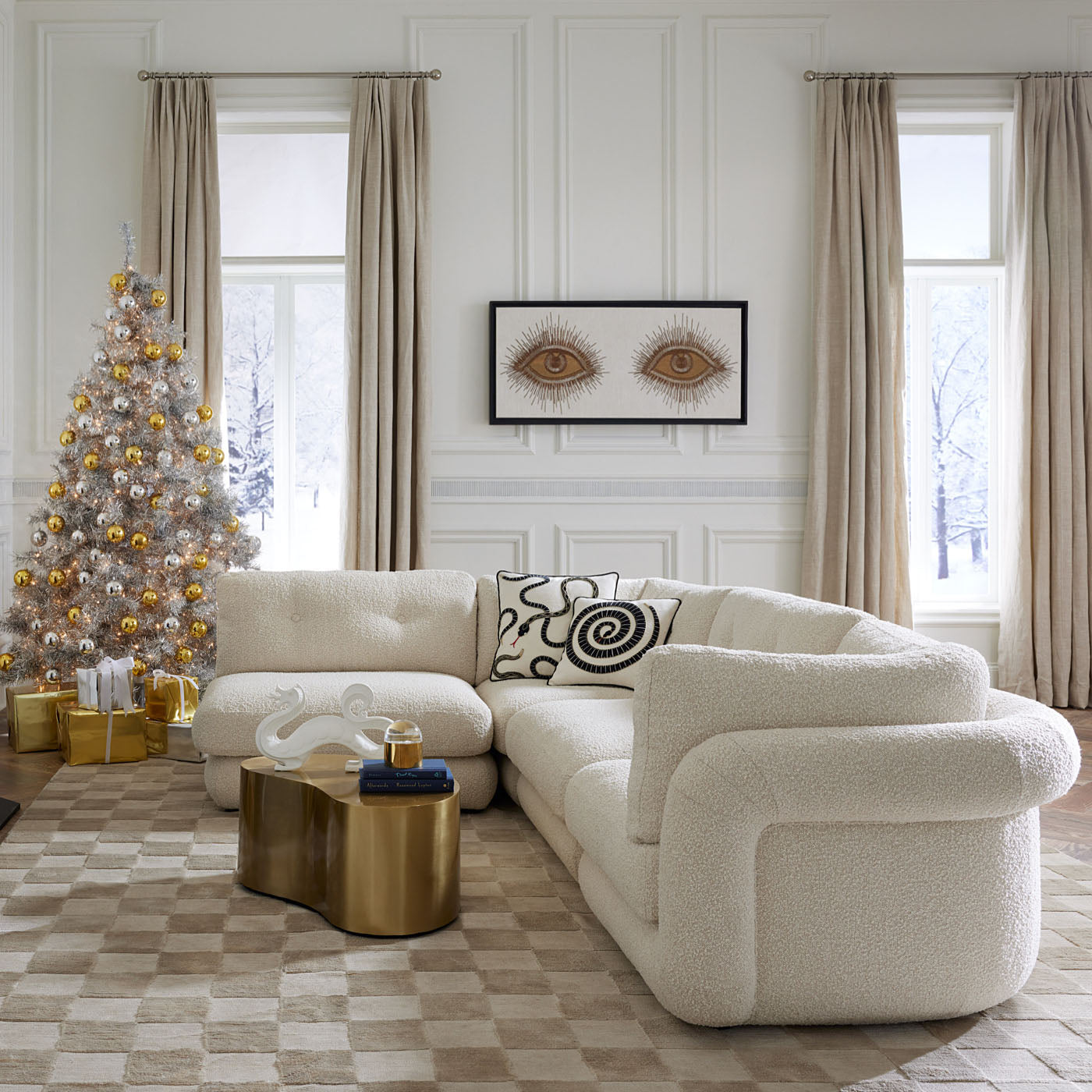eden square pillow black and white with wright sofa