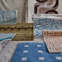 small squares hand knotted rug - holiday shot