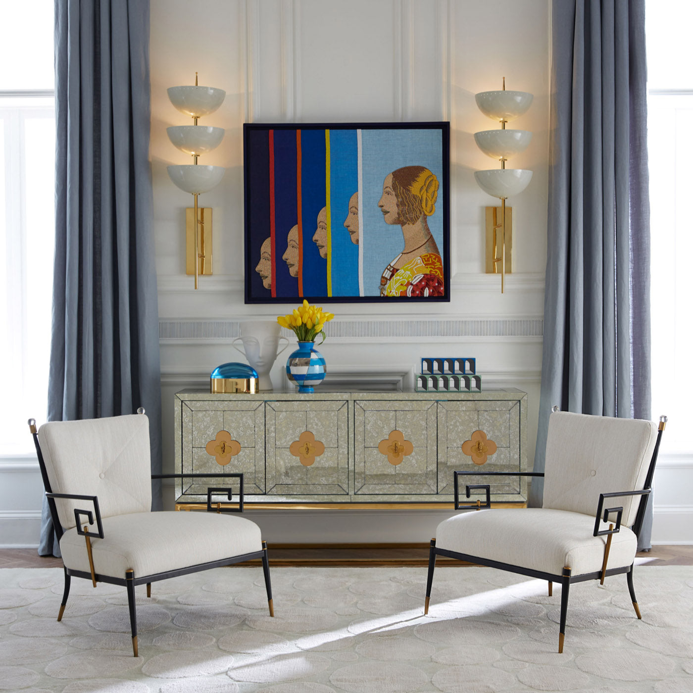 lisbon sconce jacques dining table rider dining chairs - styled view