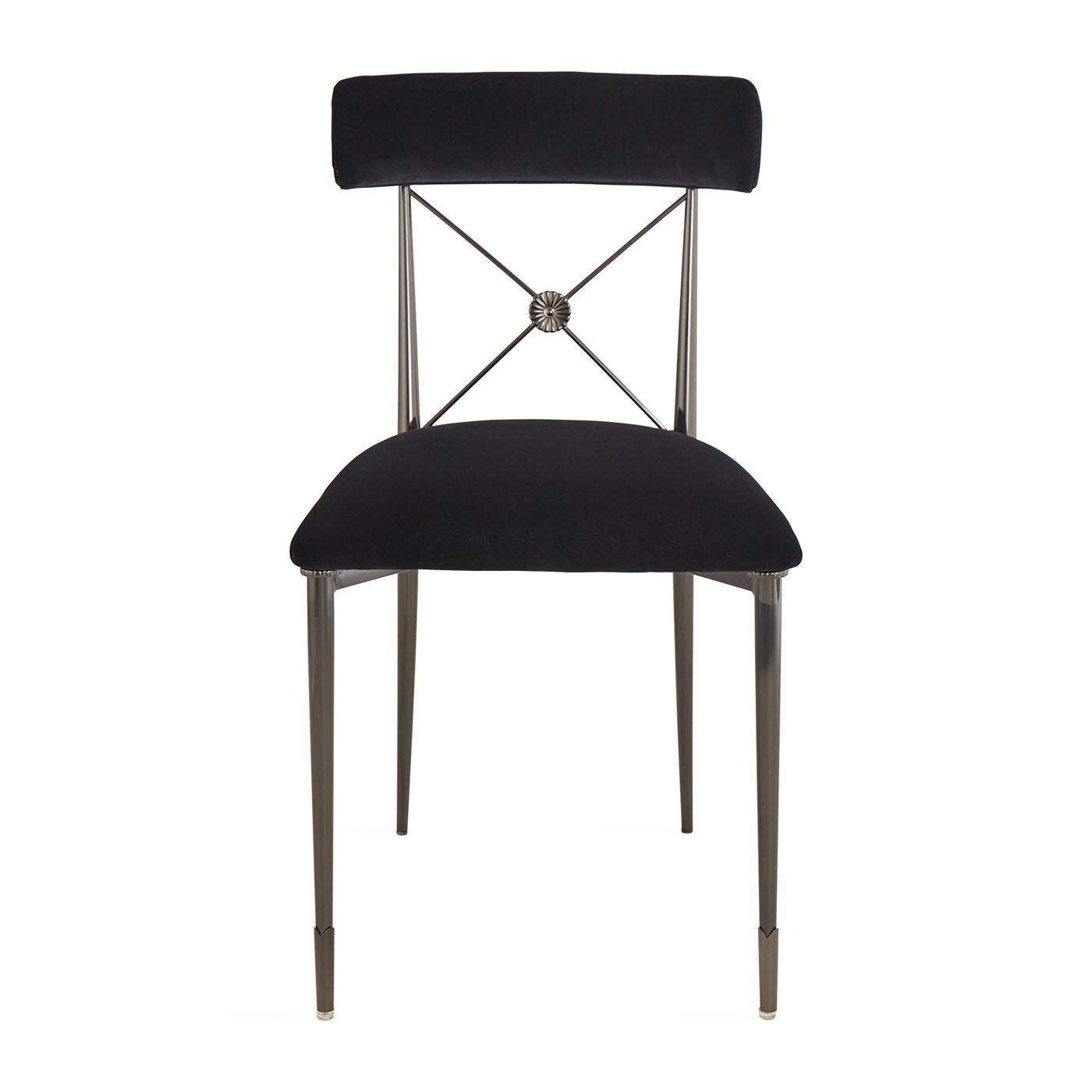 Black chair with metal frame on a white background