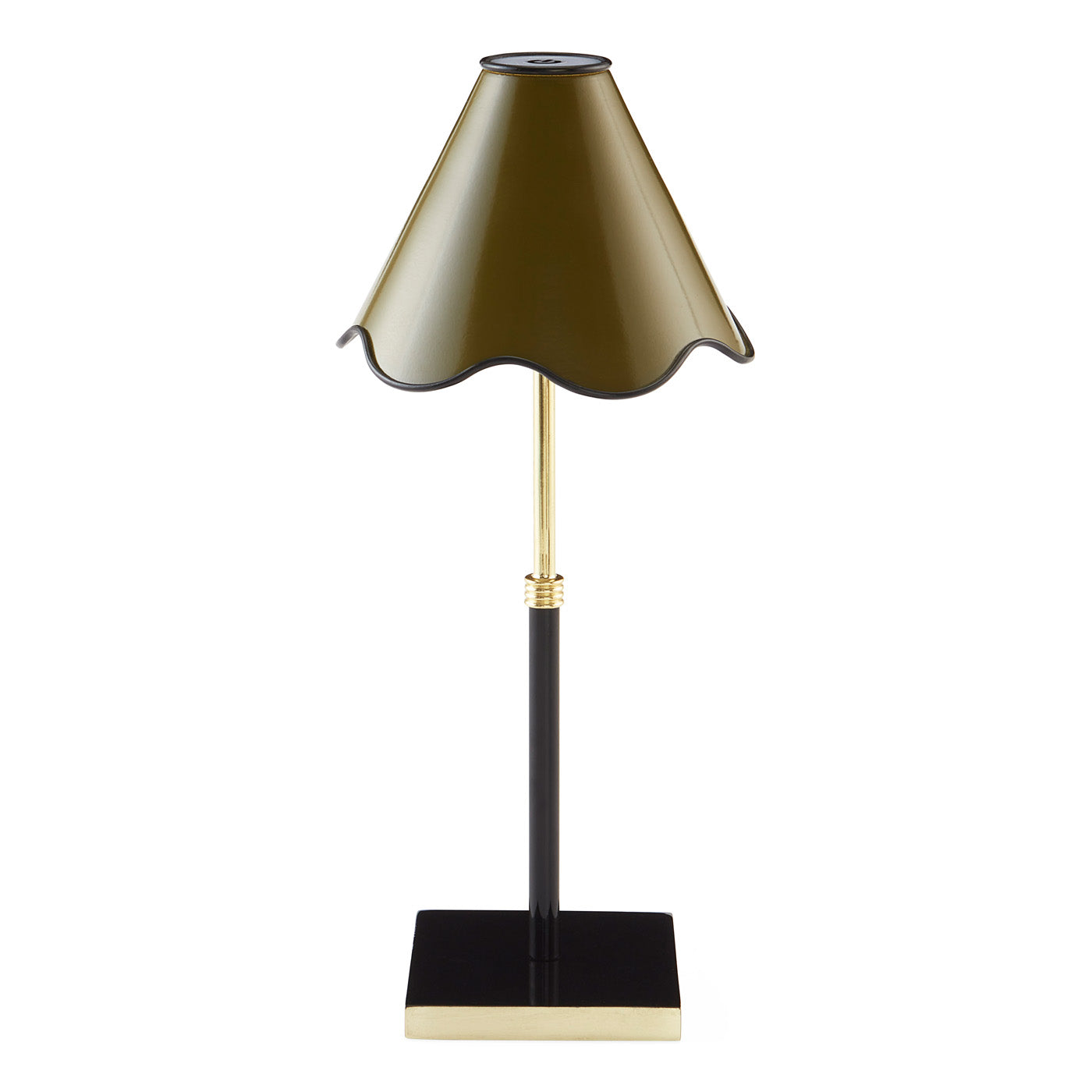 Ripple Rechargable LED Table Lamp Olive Black - front view