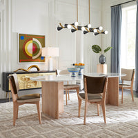 Rive Gauche Dining Chair in olive leather - styled view
