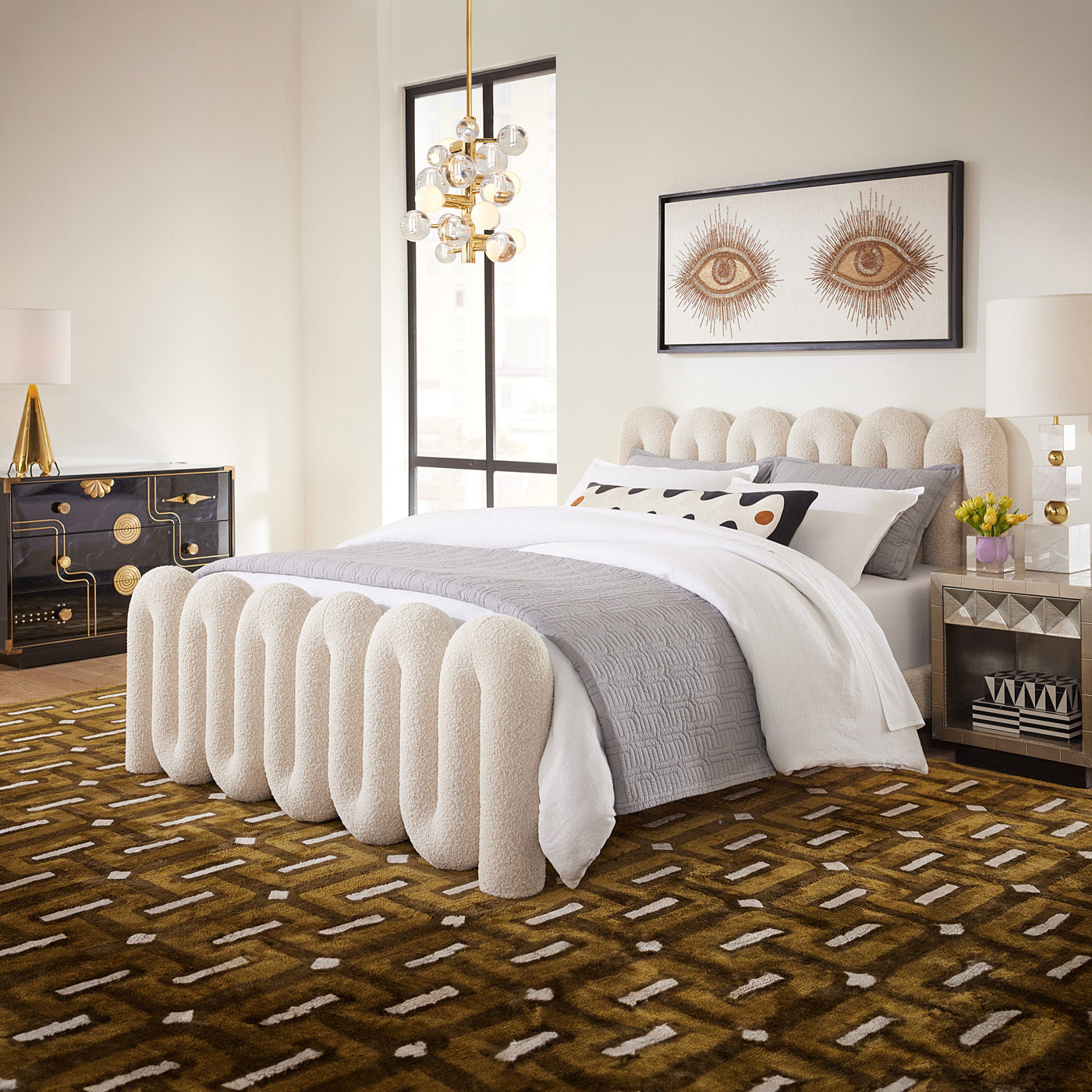 globo five-light chandelier with serpentine bed
