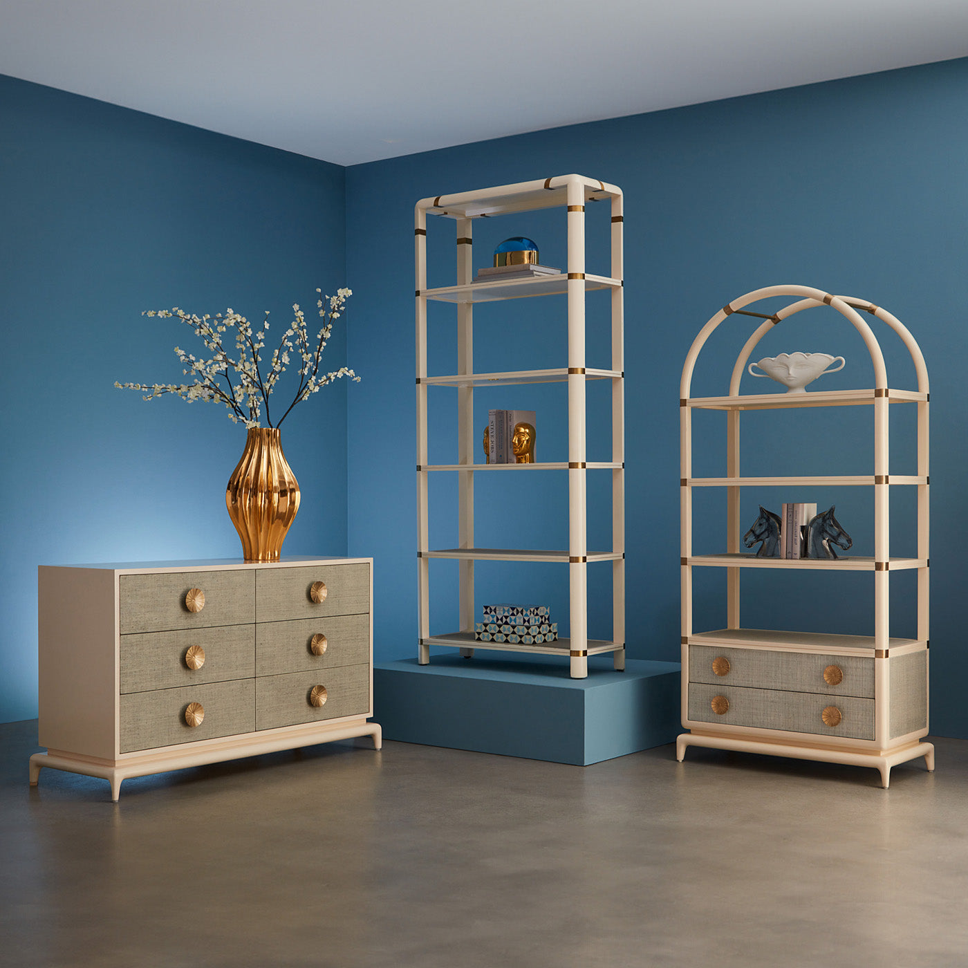 Horse Head Bookends with Jacques Etagere