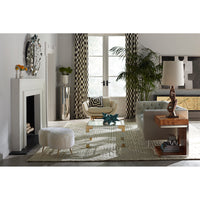 bond cantilevered side table baxter sofa jacques cocktail table kidney ottoman living room - styled view