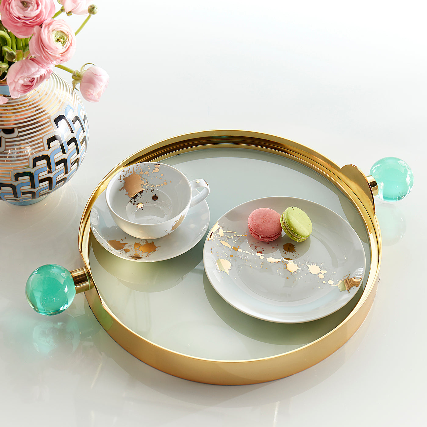 小物入れ JONATHAN ADLER FRACTAL GLASS TRAY Globo Tray in Acrylic and Brass | Jonathan Adler