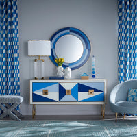 jacques column table lamp harlequin mirror credenza multi blue - styled view