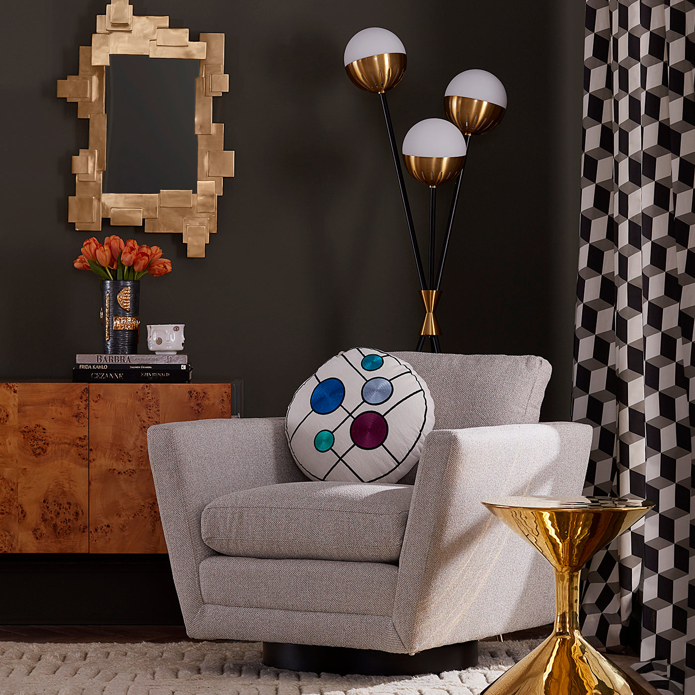 puzzle accent mirror sebastian swivel chair caracas task floor lamp - styled view