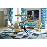 trocadero dining table turquoise glass maxime dining chairs dining room - styled view
