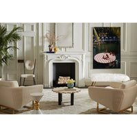 slim aarons "la concha beach club" photograph beaumont lounge chairs ripple round travertine cocktail table - styled view