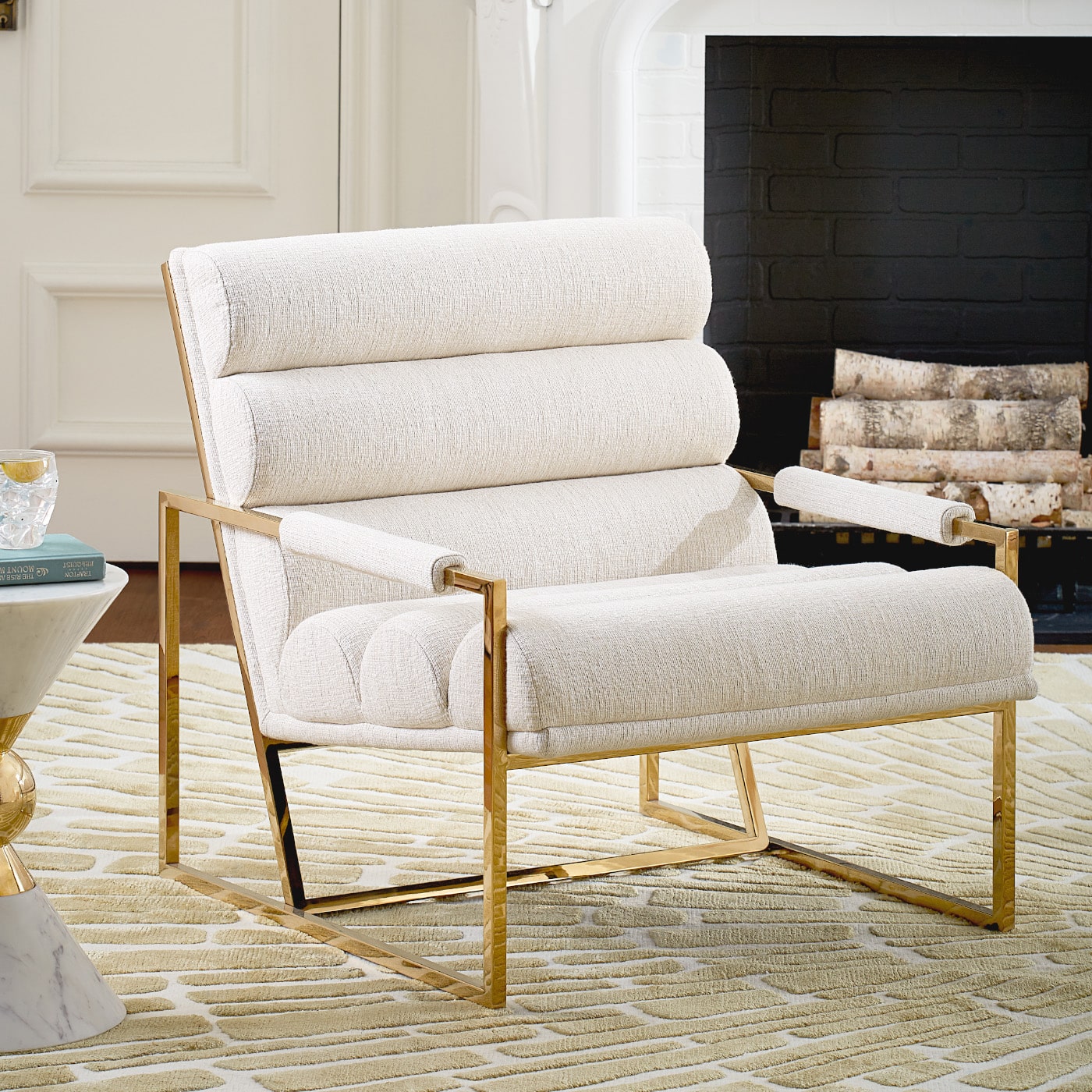 channeled goldfinger lounge chair - styled view