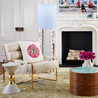 petal beaded pillow channeled goldfinger lounge chair canaan accent table - styled view