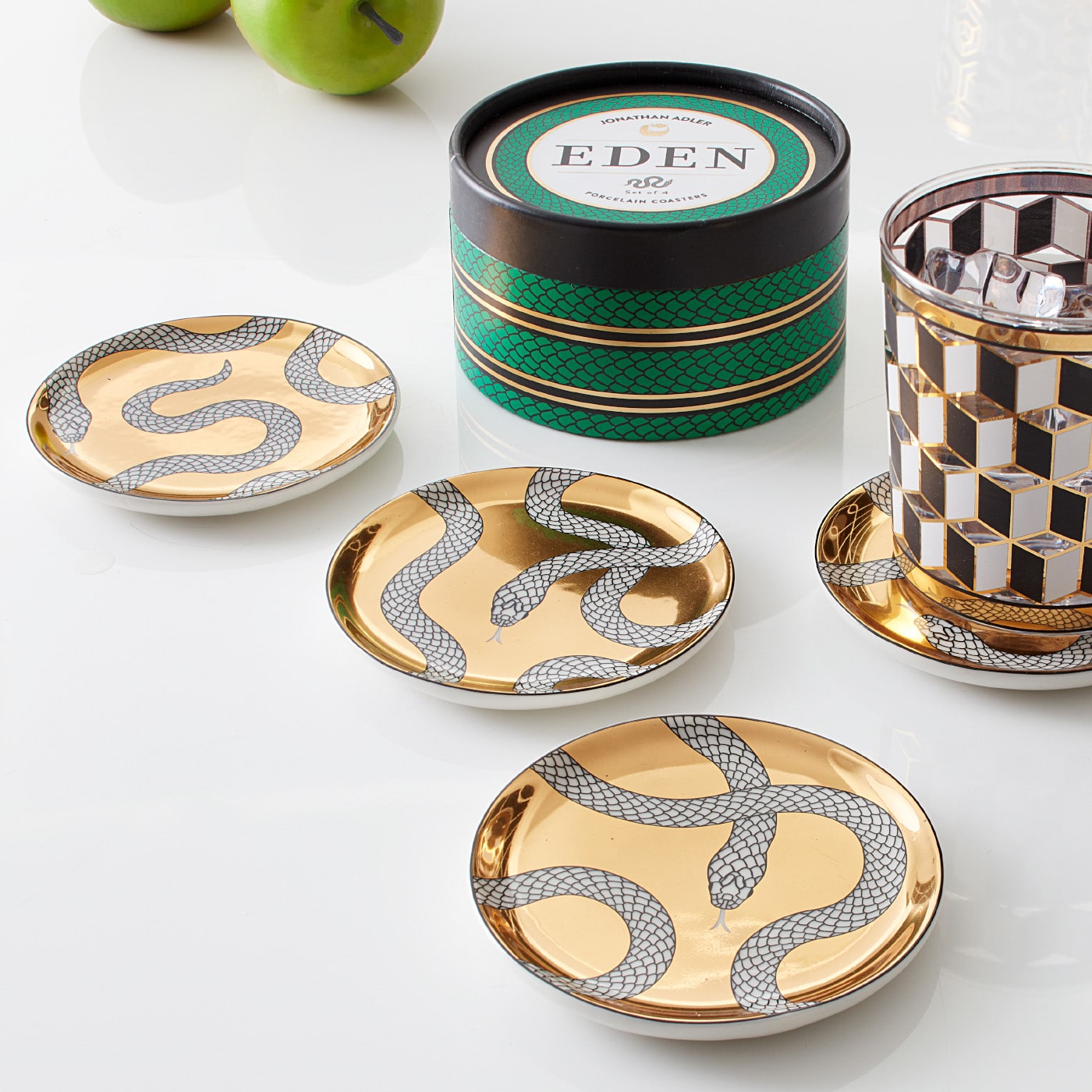 eden coasters versailles glassware set - styled view