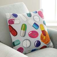 happy pills beaded pillow - styled view