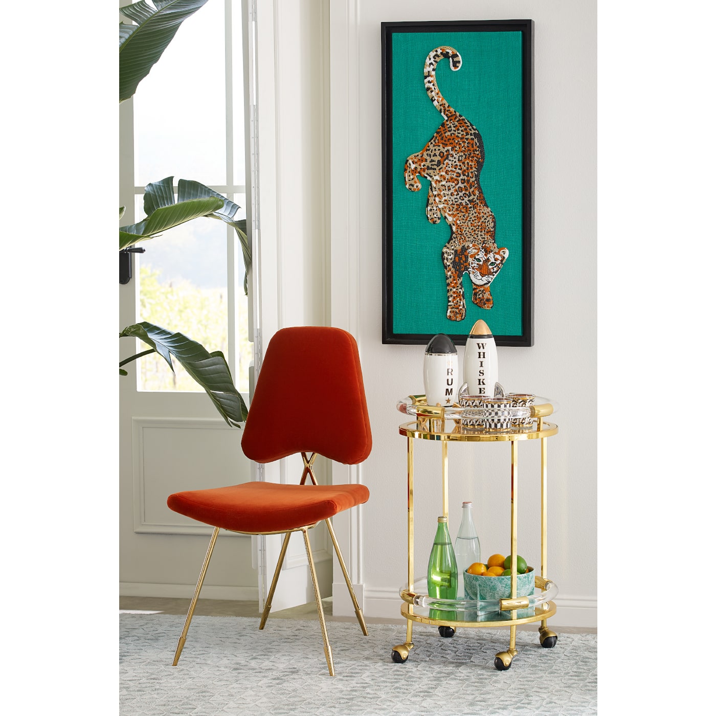 maxime dining chair varese persimmon velvet frame brass 3