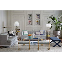 beaumont benches lido celadon lampert t-arm sofa living room - styled view