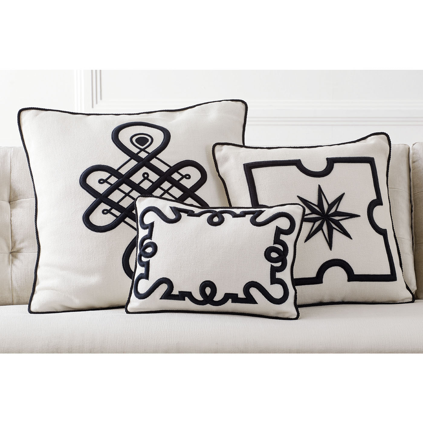 maxime pillow black and white collection - styled view