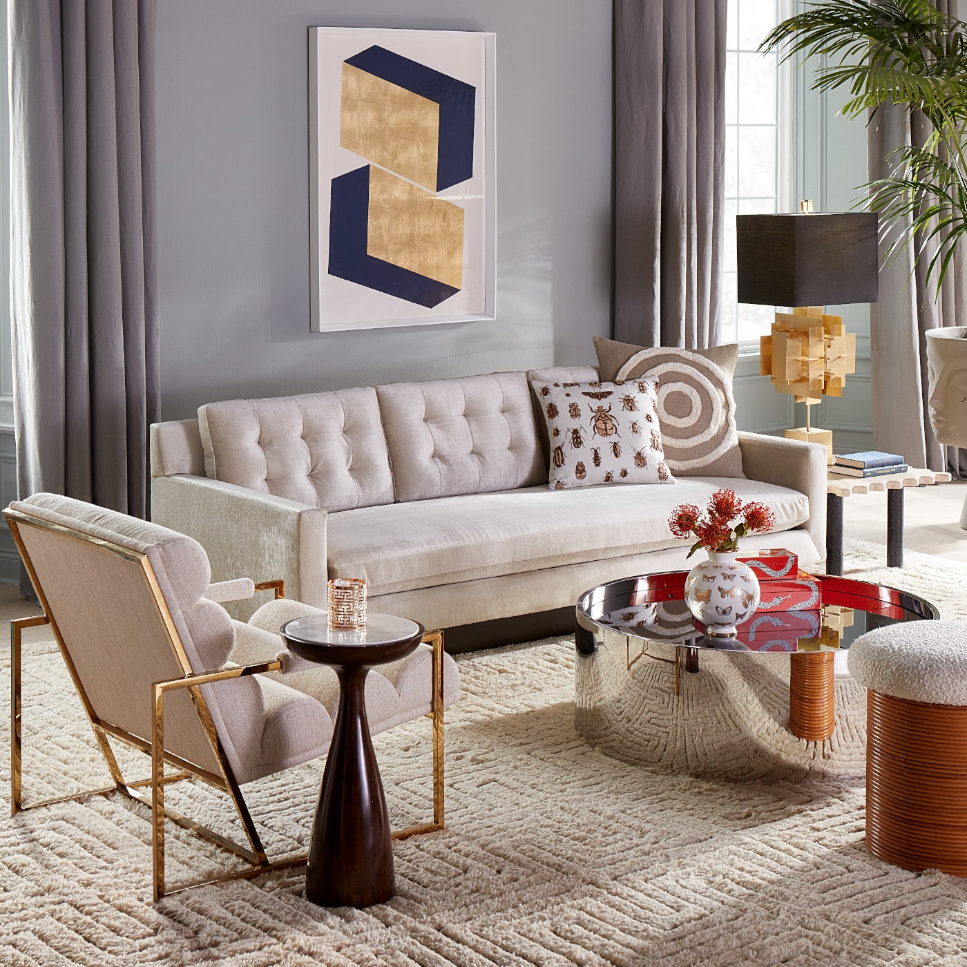 puzzle table lamp wright sofa alphaville cocktail table - styled view