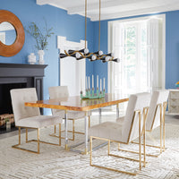 bond dining table goldfinger dining chairs caracas wave chandelier - styled view