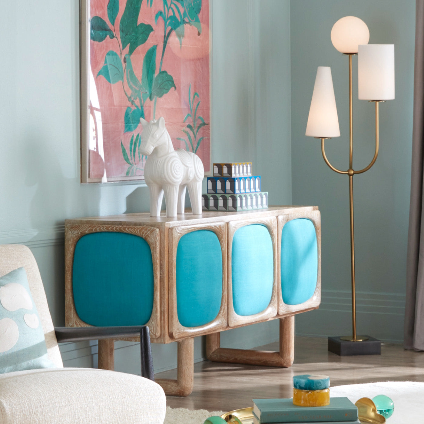 paradiso floor lamp aspen credenza large menagerie horse arcade lacquer boxes - styled view