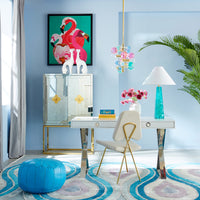 delphine bar menagerie greyhounds flamingo beaded wall art - styled view