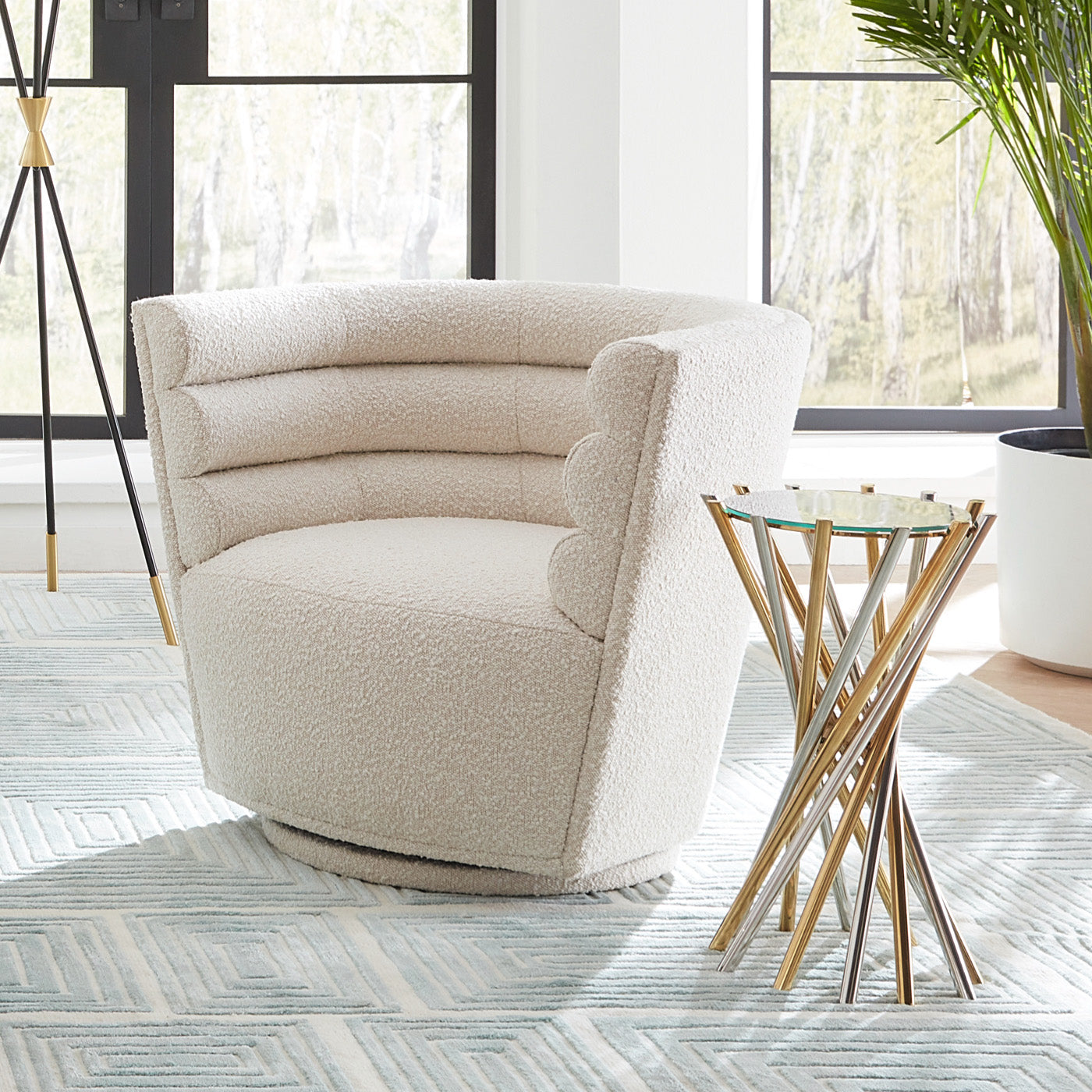 maxime swivel chair electrum accent table - styled view