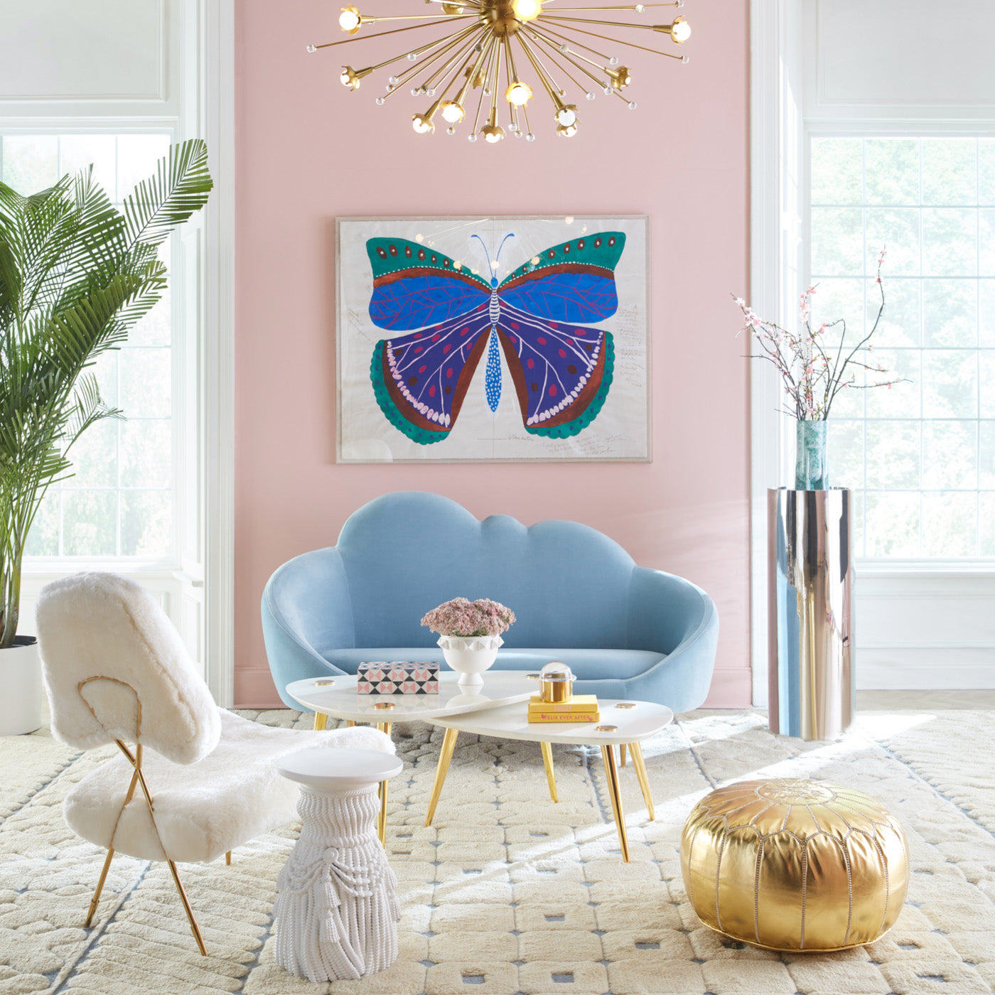 alphaville pedestal table ether cloud settee marble triangle tables - styled view