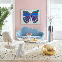 ether cloud settee rialto sky velvet with cocktail table