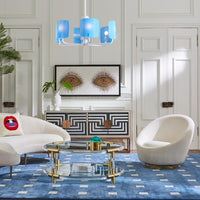 eyes collection blue background with ether curved sofa